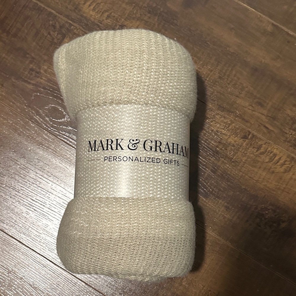 Mark & Graham Beige Knit Throw